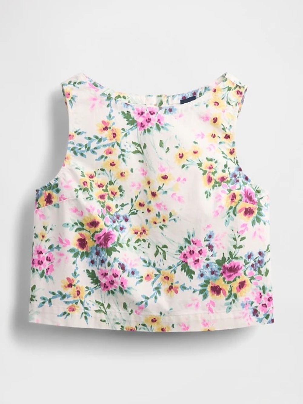 GAP NWT❗️Denim White with Pink & Yellow Blooms Tank Top - Picture 6 of 8